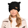 Women's Double Pom Pom Beanie Warm Winter Knit Hat Cute Animal Look
