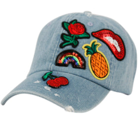 Women's Multi 5 Patch Stone Washed Cotton Baseball Cap Low Profit Dad Cap