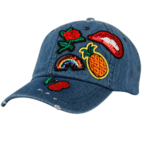 Women's Multi 5 Patch Stone Washed Cotton Baseball Cap Low Profit Dad Cap