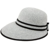 Straw Packable Sun Hat with Black Sash- Wide Front Brim and Smaller Back