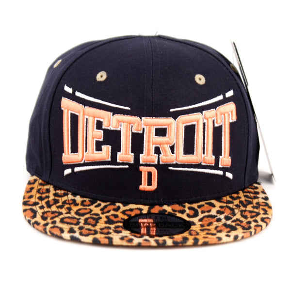 Detroit E-flag Outfield Retro Flat Brim Snapback Cap