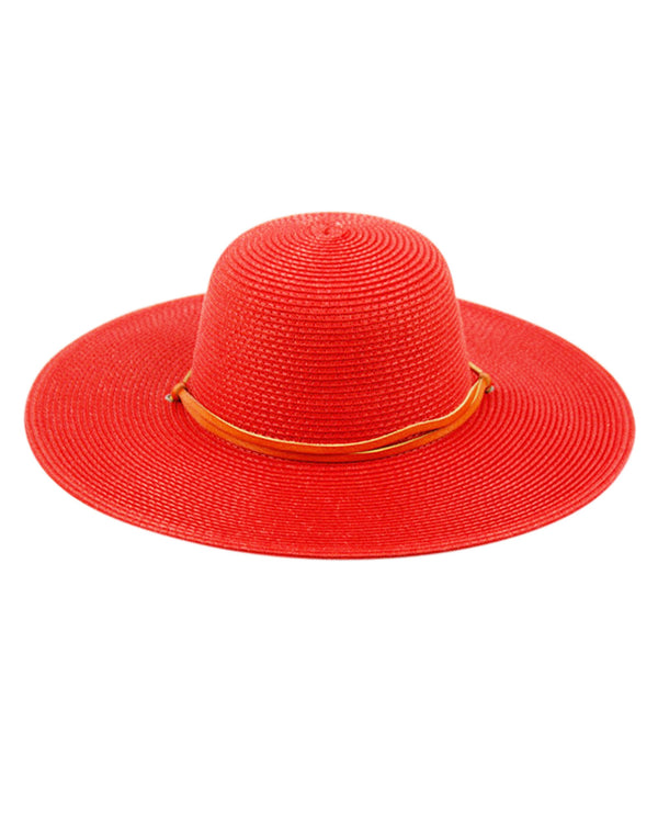 sun beach floppy hat with chin strap red