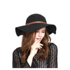 ANGELA & WILLIAM FL2282 Women's Wide Brim 100% Wool Fuax Lether Band Floppy Hat