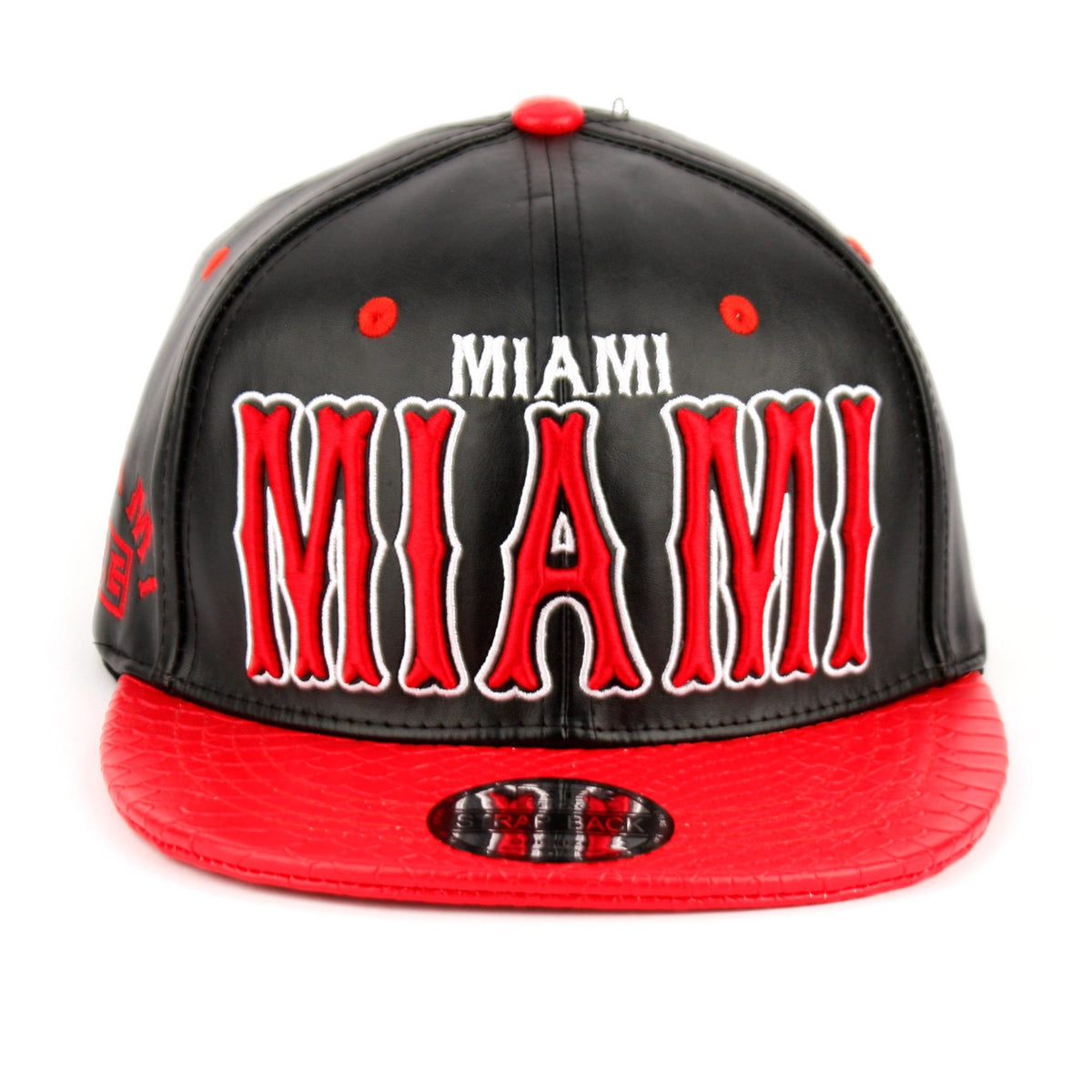 Miami Faux Leather Baseball City Cap with Snake Faux Leather Flat Brim ...
