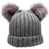 ANGELA & WILLIAM Women's Winter Chunky Knit Beanie Hat with Double Faux Fur Pom Pom Ears