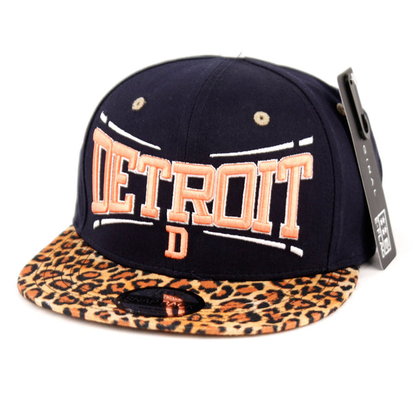 Detroit E-flag Outfield Retro Flat Brim Snapback Cap