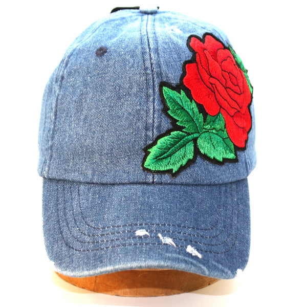 Baseball Cap with Flower Embroidery Adjustable Dad Cap