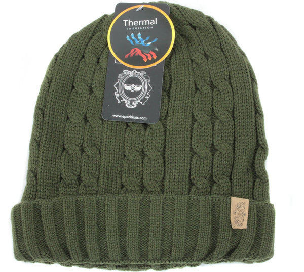 Epic Men's Thermal Insulated Cable Knit Beanie (Army Green)