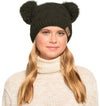 ANGELA & WILLIAM Winter Cute Double Pom Pom Ears Soft Warm Thick Chunky Knit Beanie Hat
