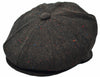 Men's Premium Wool Applejack Newsboy 8 Panel Hat Snap brim Cap (XLarge, Dark Brown Tweed)