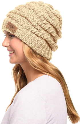 Winter Warm Thick Cable Knit Slouchy Skull Beanie Cap Hat