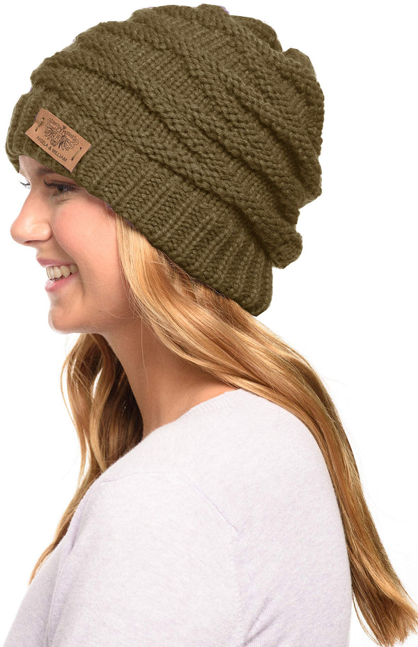 Winter Warm Thick Cable Knit Slouchy Skull Beanie Cap Hat
