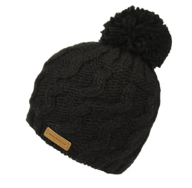 Women Cable Knit Pom Pom Winter Hat Lined Skull Cap Beanie