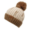 Women's Two Tone Knit Pompom Beanie Winter Hat