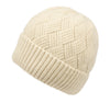 Crisscross Knit Beanie Winter Skull Cuff Cap with Sherpa Lining