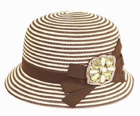 Women's Two Tone Straw Braid Clothe Summer Bucket Hats