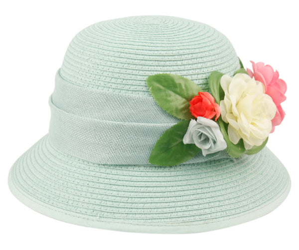 Women's Straw Braid Flower Cloche Hats