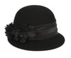 Women's Winter Bucket Hat Wool Felt Cloche Hat Elegant Flower