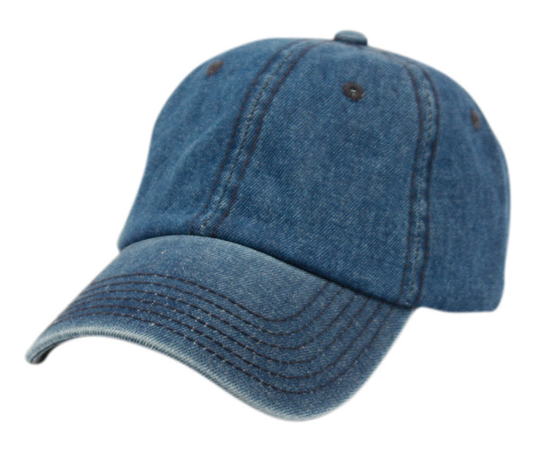 Washed Low Profile Cotton and Denim Baseball Cap Dad Hat