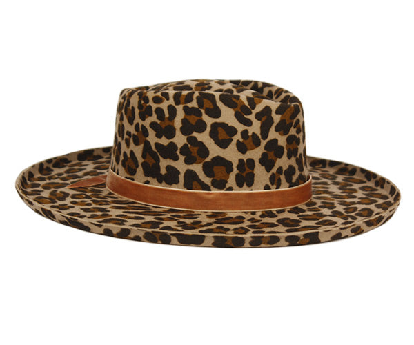 leopard felt fedora hats