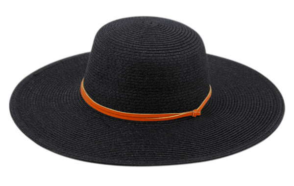 sun beach floppy hat with chin strap black