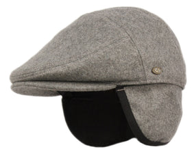 Man's Wool Solid Color Newsboy Ivy Cap Driving Hat with Fleece Ear flaps