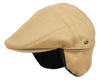 Men's Wool Flat Ivy Cap with Fleece Earflaps-Driving Hat