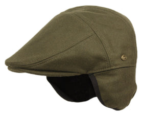 Men's Wool Flat Ivy Cap with Fleece Earflaps-Driving Hat