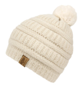 Kids Cable Knit Pompom Beanie Winter Hat Skull Cap