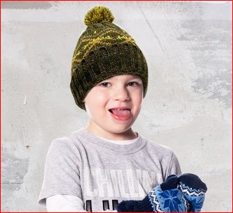 Kids Mix Color Pompom Beanie Winter Hat Knit Skull Cap