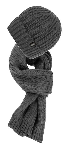 Men Women Winter Chunky Cable Beanie Hat with Scarf 2 Pcs Set
